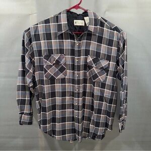 Northwest Territory Shirt Mens Large Black, Gray & Red Plaid Long Sleeve /C Desc